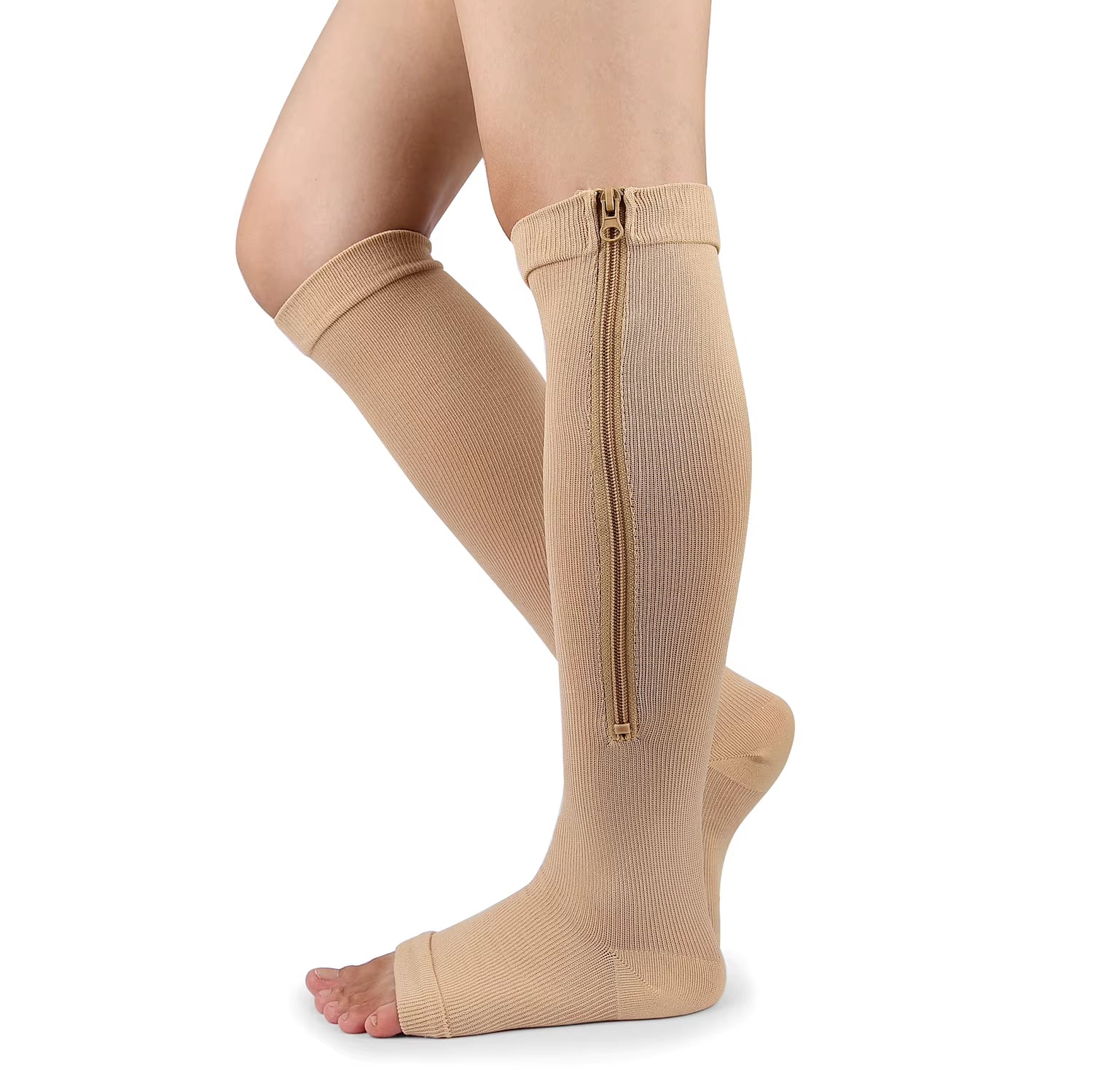 Zipper Compression Socks for Women & Men, Sturdy Zippered Stocking to Improves Blood Circulation, Relieves Pain & Swelling 1Pair