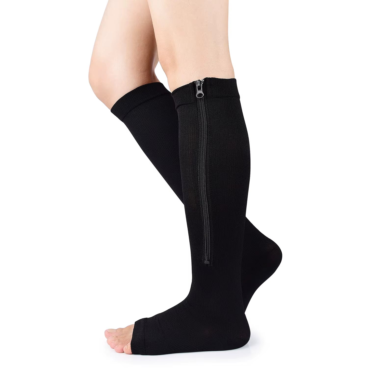 Zipper Compression Socks for Women & Men, Sturdy Zippered Stocking to Improves Blood Circulation, Relieves Pain & Swelling 1Pair